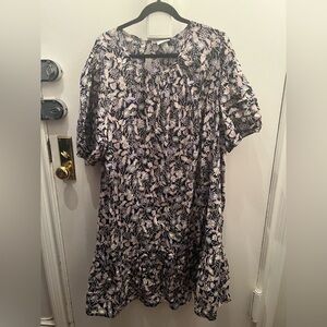 NWT Ava & Viv Floral Ruffle Hem Puff Sleeve Midi Dress (3X)